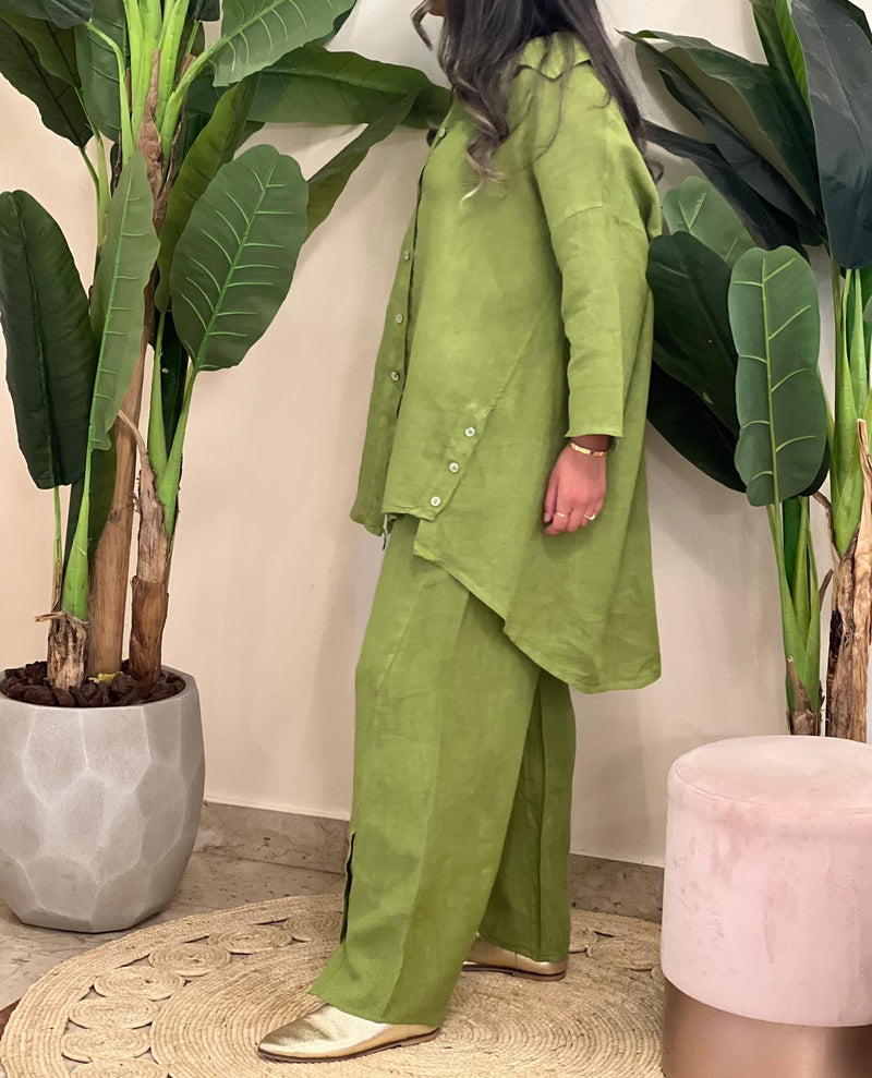 Green linen set