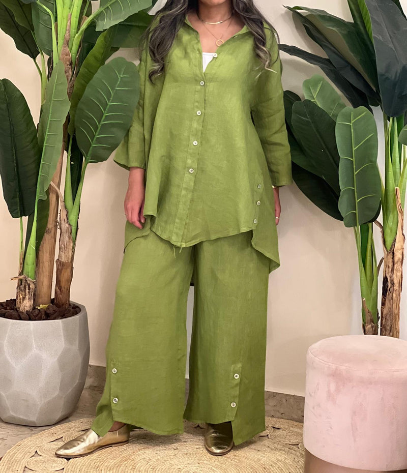 Green linen set