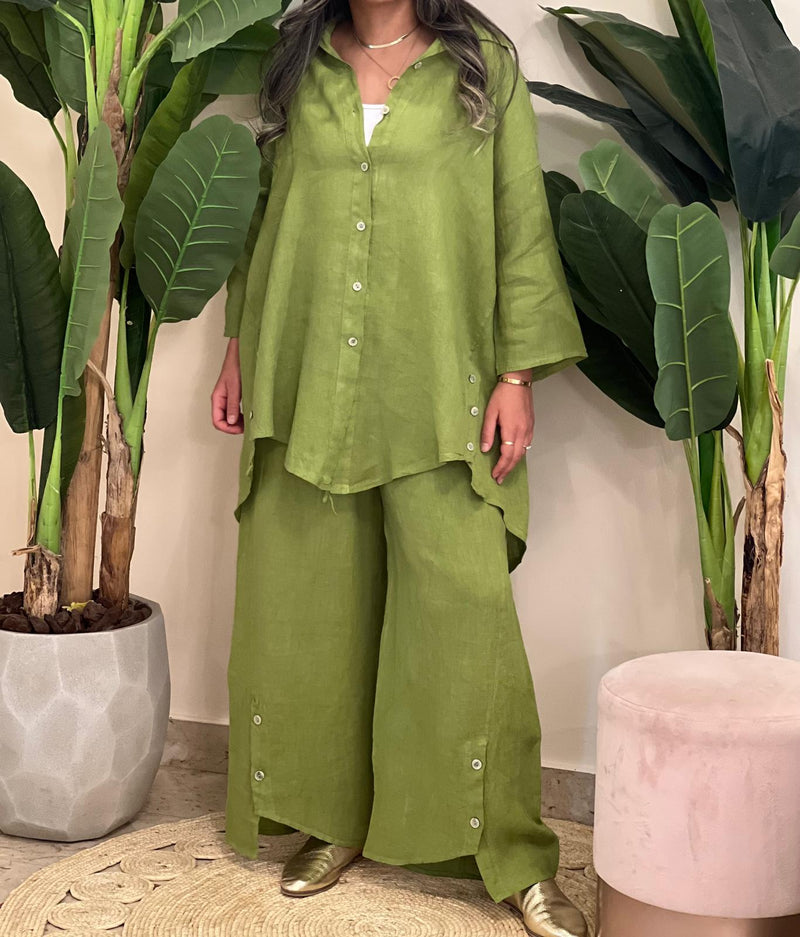 Green linen set