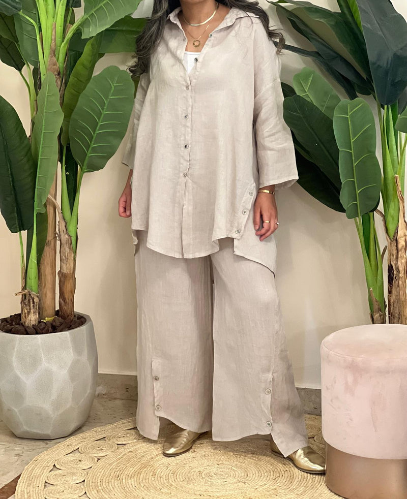 Beige linen set