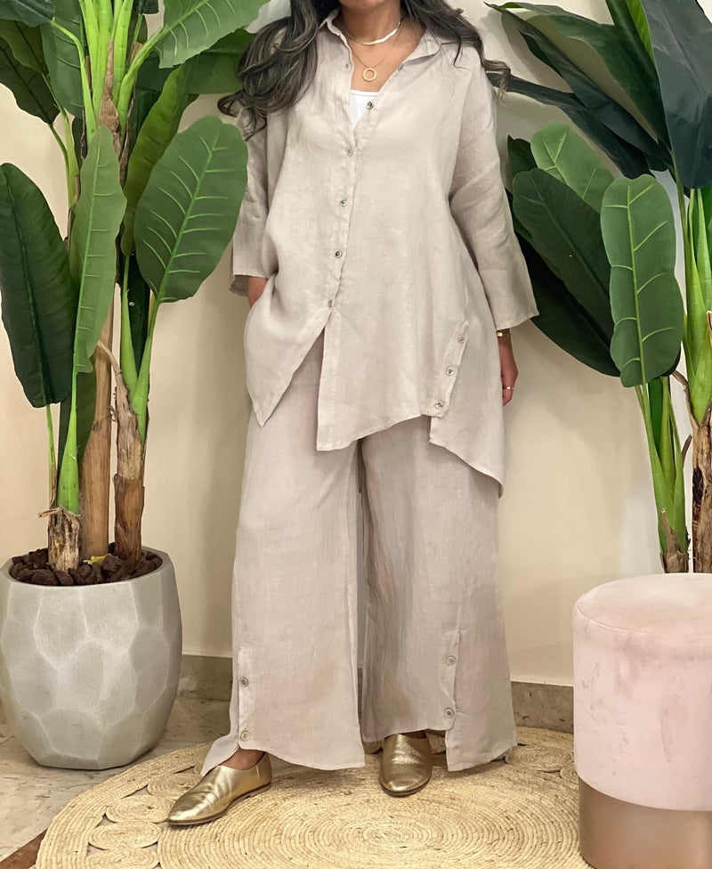 Beige linen set