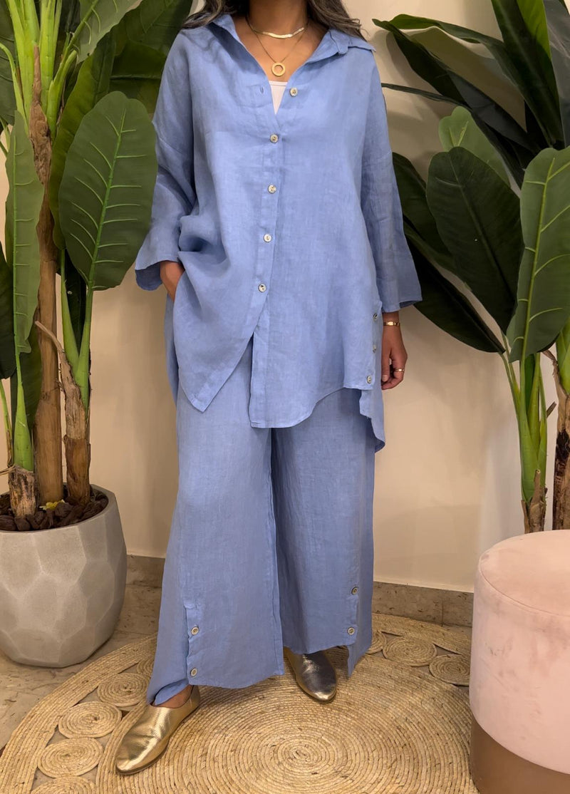 Blue linen set