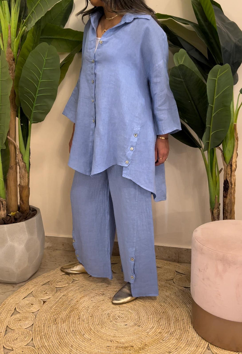 Blue linen set