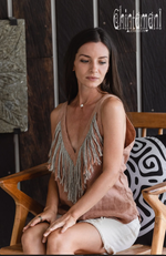 Backless dustyrose linen boho top