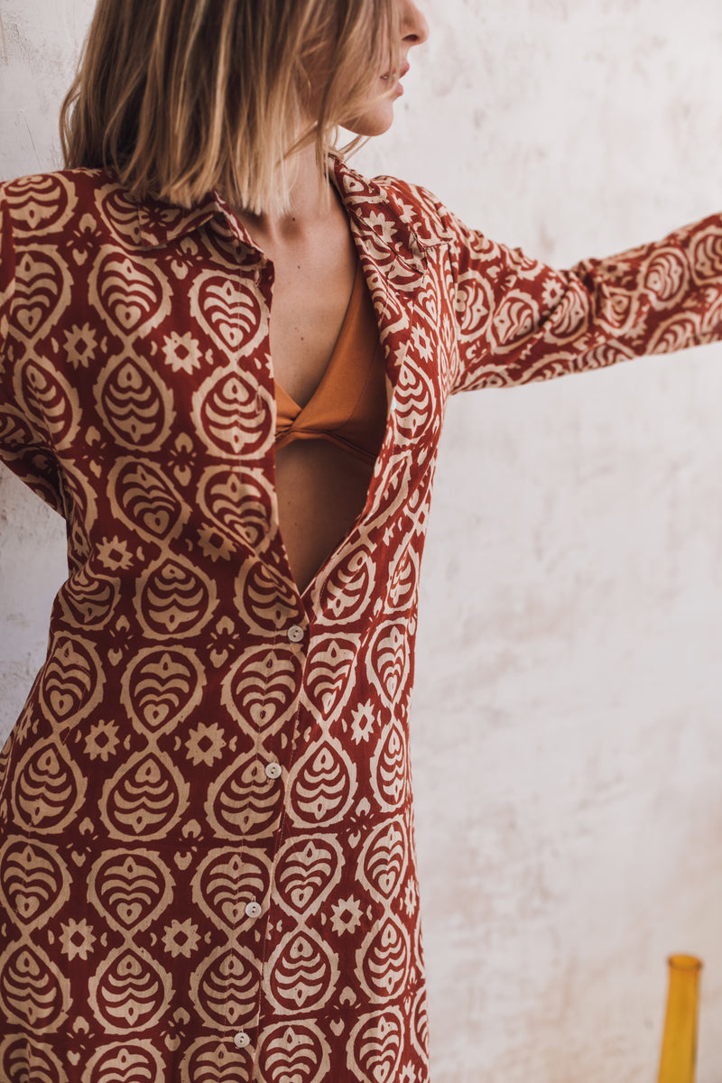 Red shirt dress
