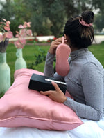 Rose gold silk travel set