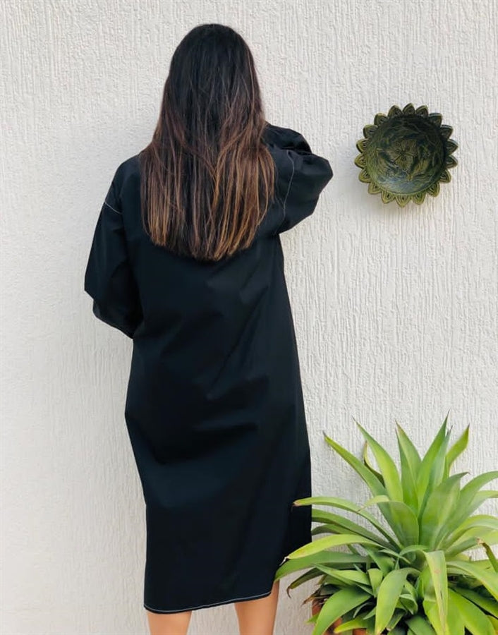 black buttoned dress