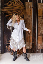 White Boho linen dress