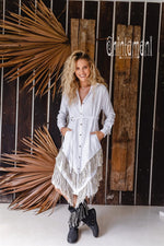 White Boho linen dress