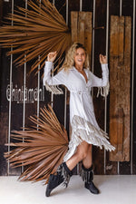 White Boho linen dress