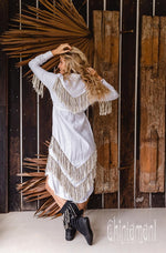 White Boho linen dress