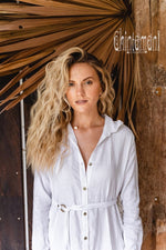 White Boho linen dress