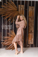 Dusty rose Boho linen dress