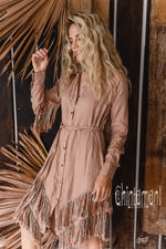 Dusty rose Boho linen dress