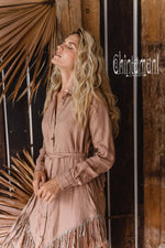 Dusty rose Boho linen dress