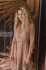 Dusty rose Boho linen dress