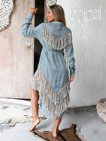 Blue Boho linen dress