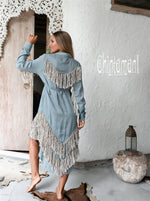 Blue Boho linen dress