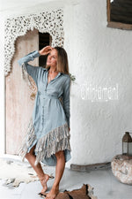 Blue Boho linen dress