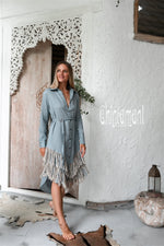 Blue Boho linen dress