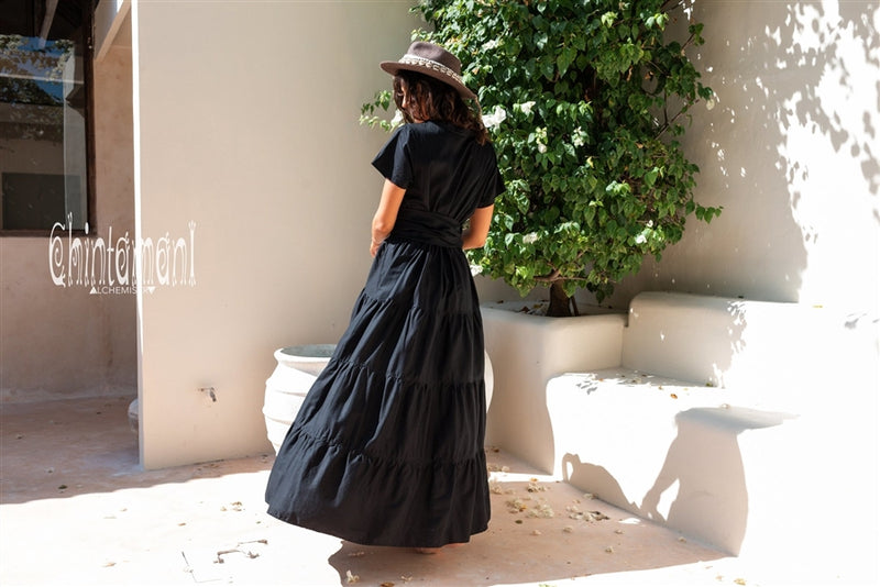 Bamboo Maxi Shirt Dress - Black