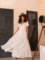 Bamboo Maxi Shirt Dress - Off-white