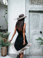 Bamboo Corner Fringe Dress  - Black
