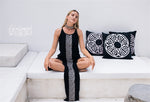 Organic Cotton Long Dress with Side Slit  - Black