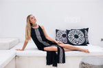 Organic Cotton Long Dress with Side Slit  - Black