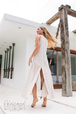 Organic Cotton Long Dress with Side Slit  - Alchemy Gray
