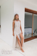 Organic Cotton Long Dress with Side Slit  - Alchemy Gray