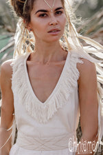 Deep V Fringe Mini Dress