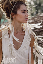 Deep V Fringe Mini Dress