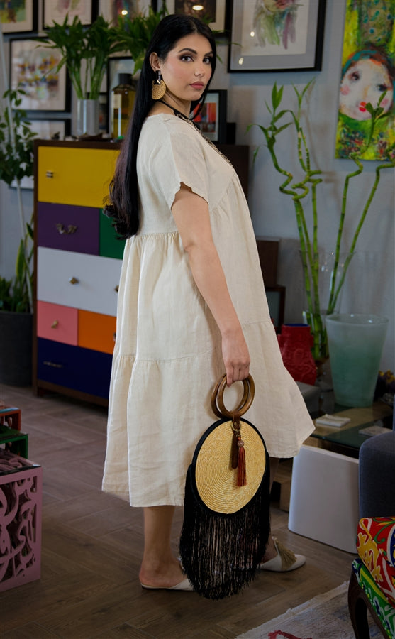 V-neck  Linen  dress ( more colours available)