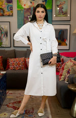 White buttoned dress