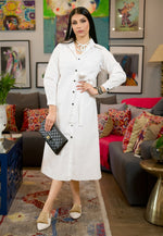 White buttoned dress