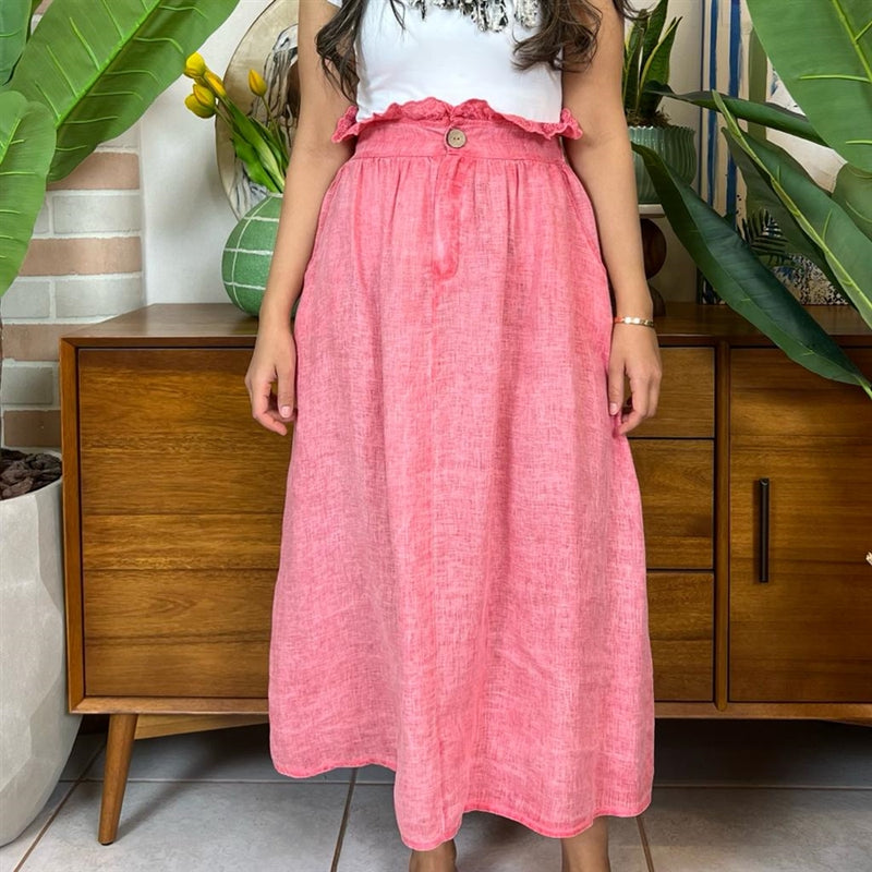 Linen skirt - Pink