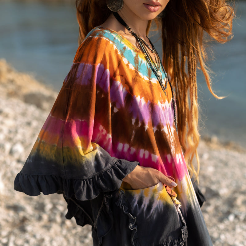 Asymmetric black Tie Dye dress