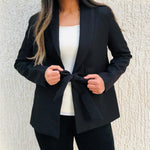 Black belted blazer
