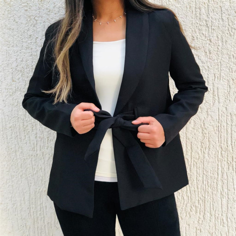 Black belted blazer