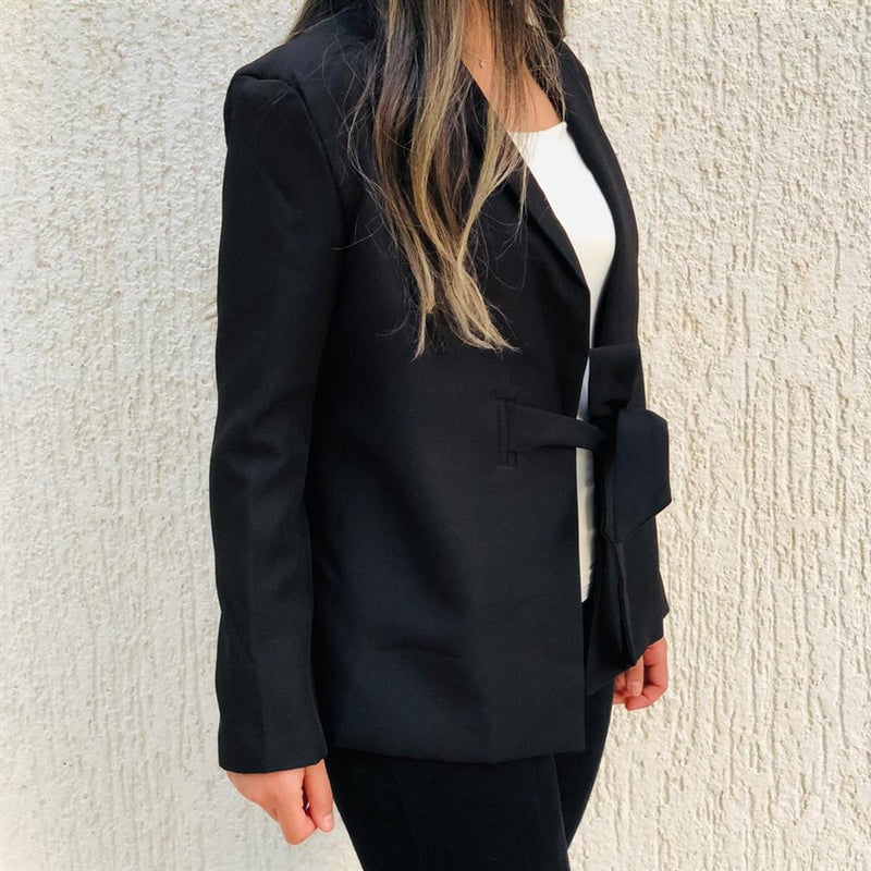 Black belted blazer