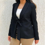 Black belted blazer