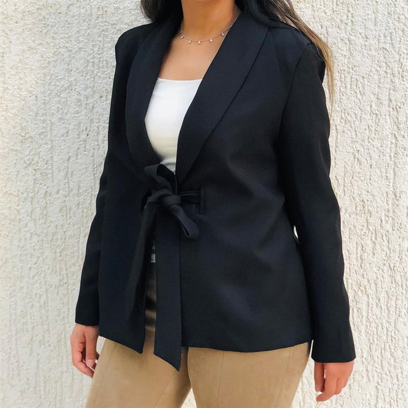 Black belted blazer