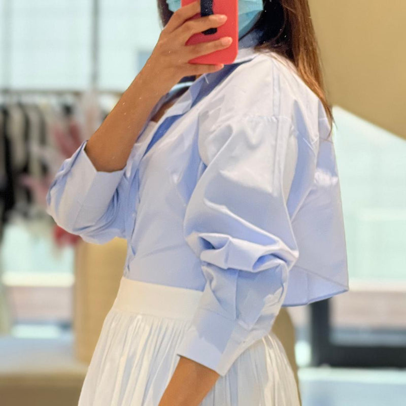 Cut out blue shirt