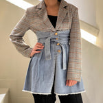 Checked blazer with denim