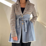 Checked blazer with denim