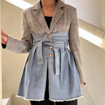 Checked blazer with denim