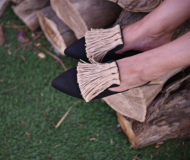 Virginia - Women Leather Mules (black)