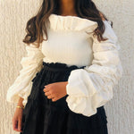 off shoulders cropped white top