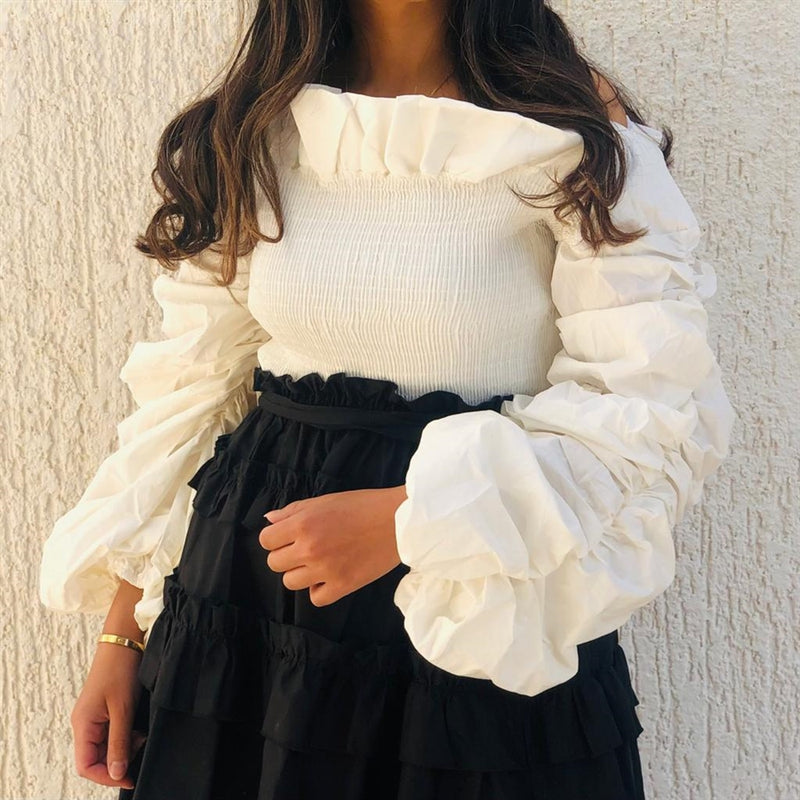 off shoulders cropped white top